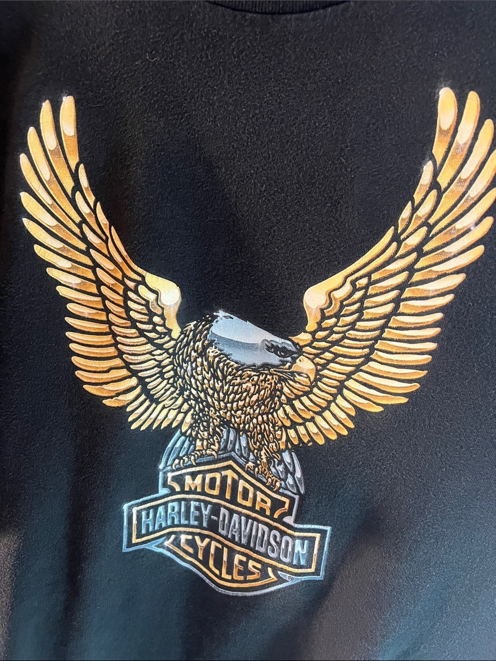 VINTAGE Y2K 2003 HARLEY DAVIDSON FADED BLACK EAGLE AND BAR & SHIELD SHIRT XL